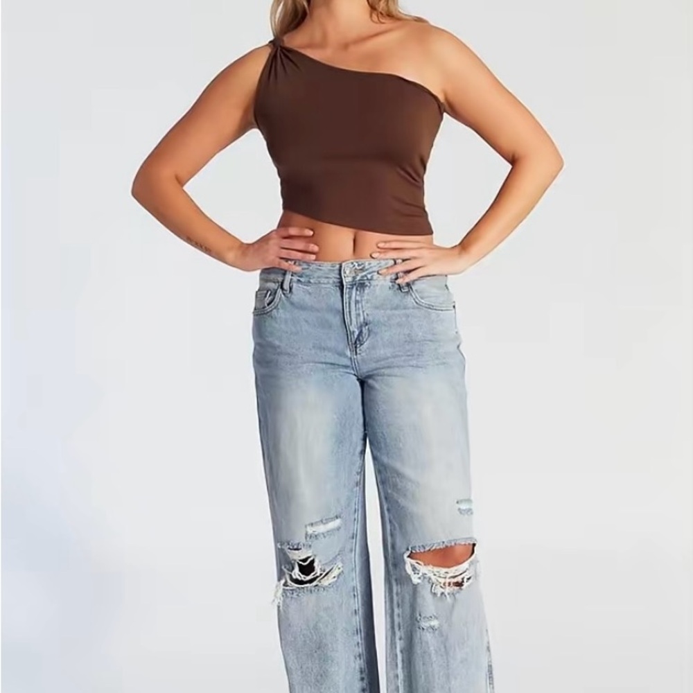 PacSun Light Blue Distressed Wide Leg Jeans